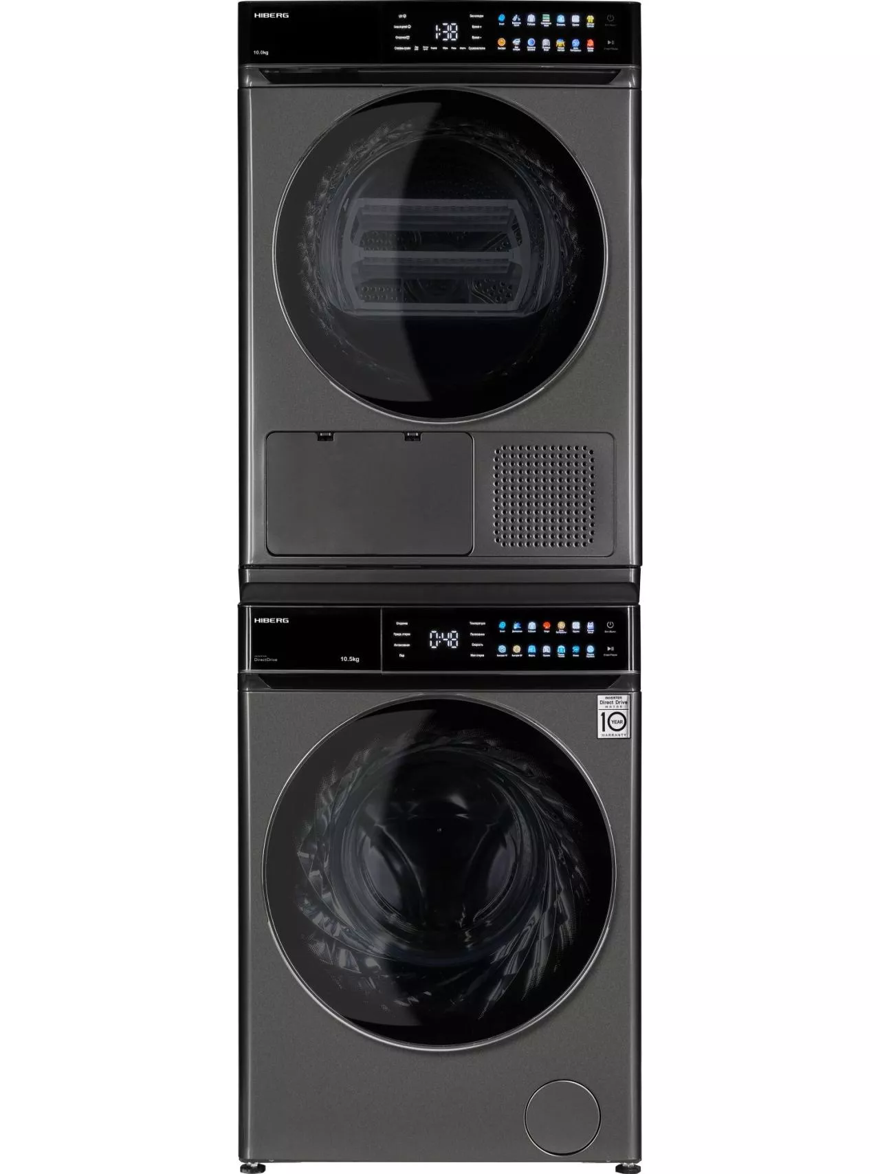 Комбинация HIBERG сушильная машина HDQ11 10 Sd + стиральная машина i-DDQ11 1014 Sd + соединительный элемент RU