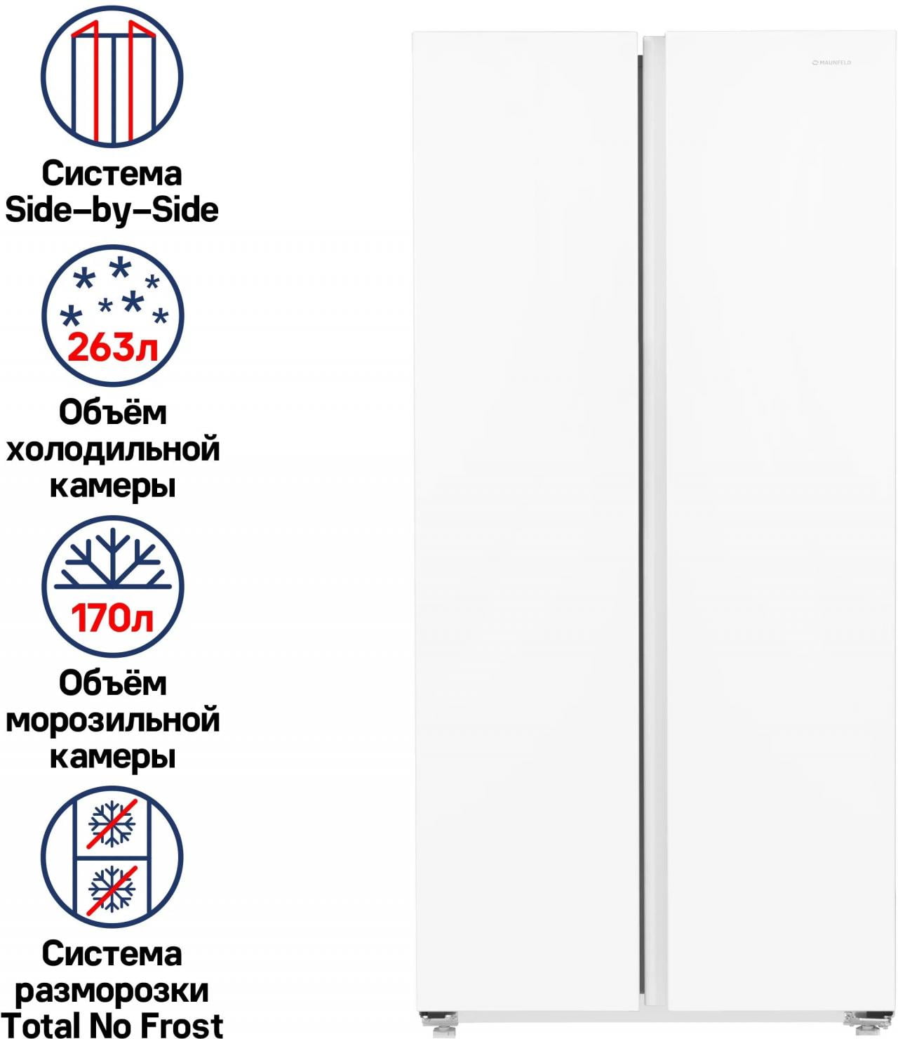 Холодильник с инвертором MAUNFELD MFF177NFWE RU, белый